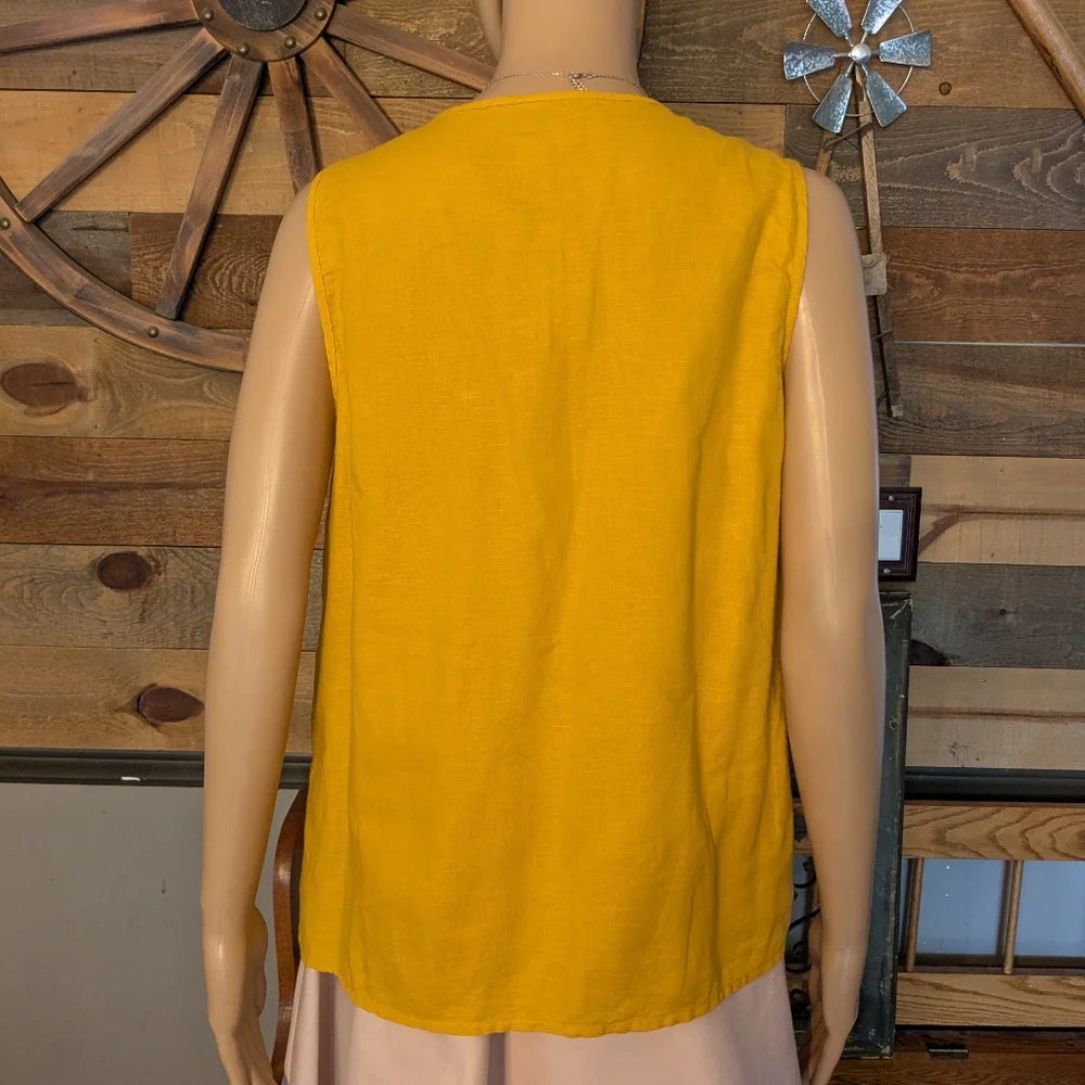 J Crew Mustard Yellow Embroidered Floral Blouse